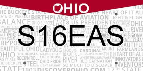 S16EAS Ohio License Plate
