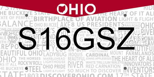 S16GSZ Ohio License Plate