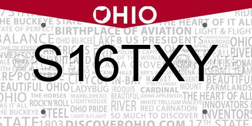S16TXY Ohio License Plate