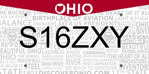S16ZXY Ohio License Plate