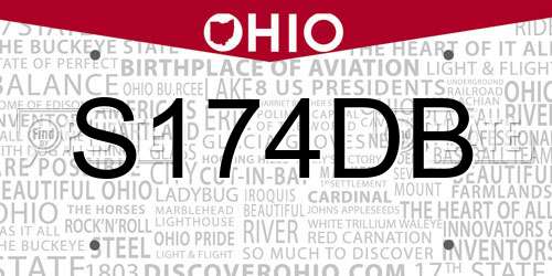 S174DB Ohio License Plate
