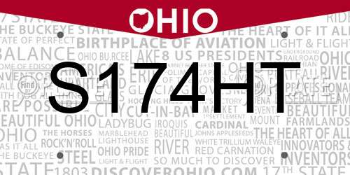 S174HT Ohio License Plate