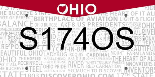 S174OS Ohio License Plate