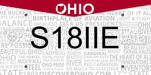 S18IIE Ohio License Plate