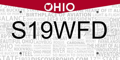 S19WFD Ohio License Plate