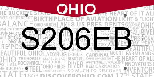 S206EB Ohio License Plate