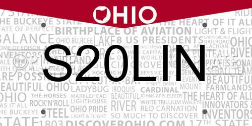 S20LIN Ohio License Plate