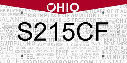 S215CF Ohio License Plate