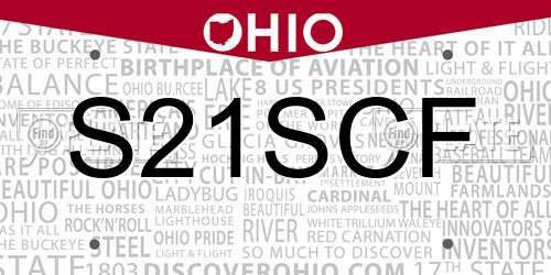 S21SCF Ohio License Plate