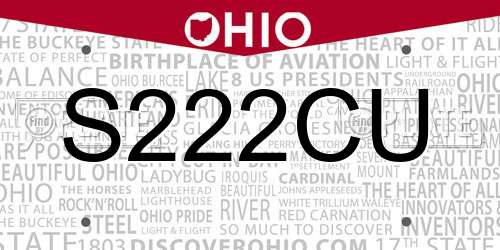 S222CU Ohio License Plate