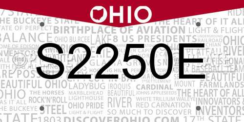 S2250E Ohio License Plate