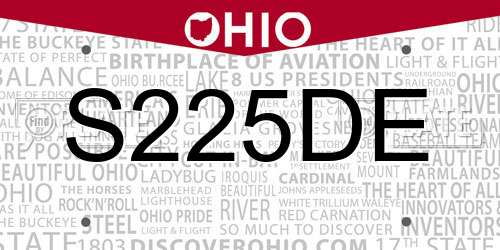 S225DE Ohio License Plate