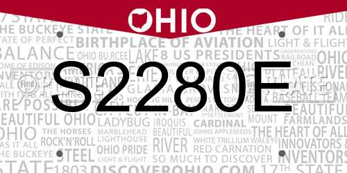 S2280E Ohio License Plate