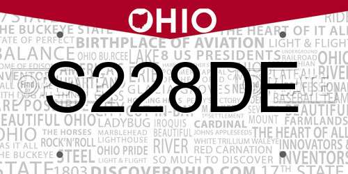 S228DE Ohio License Plate