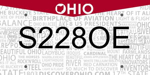 S228OE Ohio License Plate