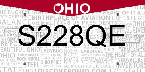 S228QE Ohio License Plate