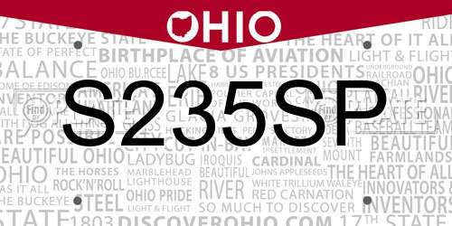 S235SP Ohio License Plate