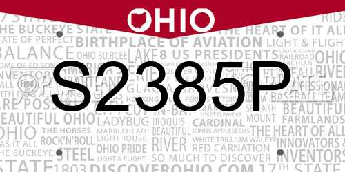 S2385P Ohio License Plate