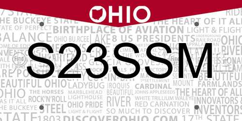 S23SSM Ohio License Plate