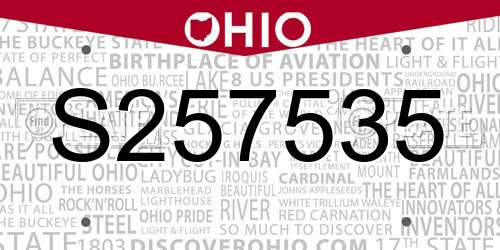 S257535 Ohio License Plate