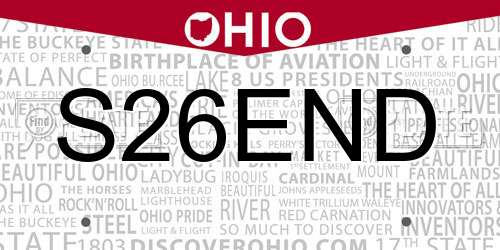 S26END Ohio License Plate