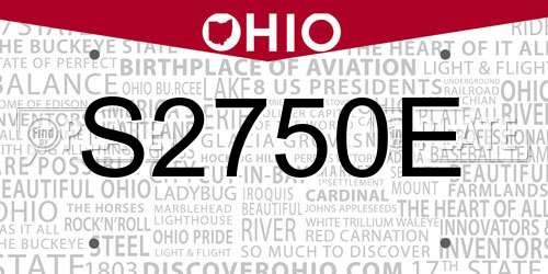 S2750E Ohio License Plate
