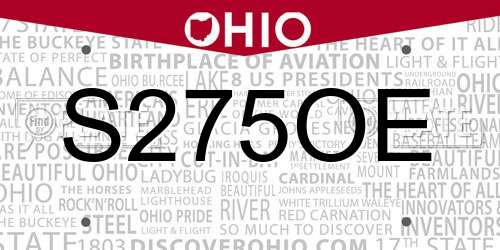 S275OE Ohio License Plate
