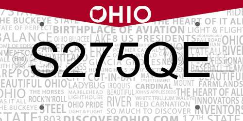 S275QE Ohio License Plate