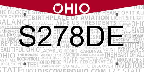 S278DE Ohio License Plate