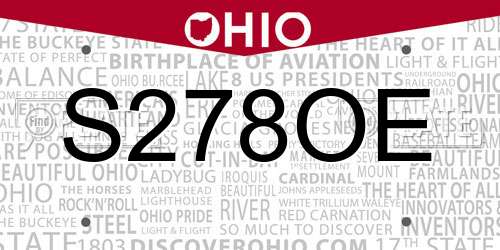 S278OE Ohio License Plate