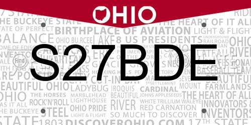 S27BDE Ohio License Plate