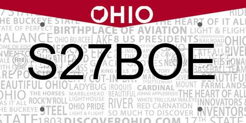 S27BOE Ohio License Plate