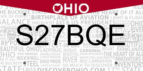 S27BQE Ohio License Plate