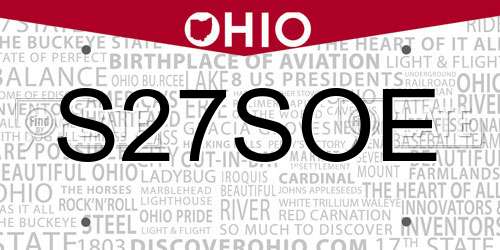 S27SOE Ohio License Plate