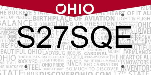 S27SQE Ohio License Plate