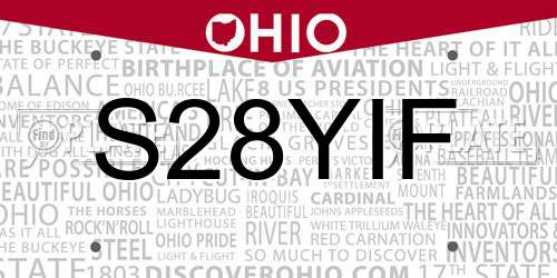 S28YIF Ohio License Plate