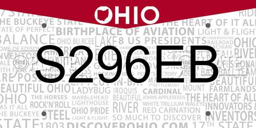 S296EB Ohio License Plate