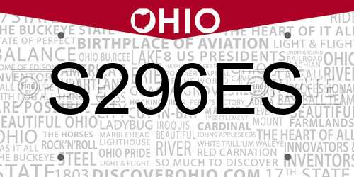 S296ES Ohio License Plate