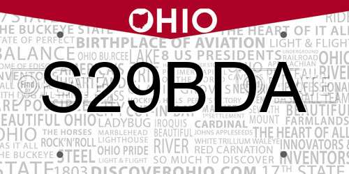 S29BDA Ohio License Plate