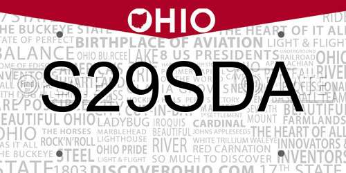 S29SDA Ohio License Plate