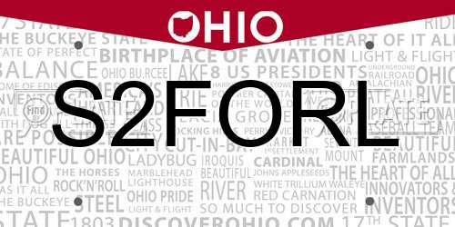 S2FORL Ohio License Plate