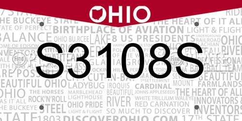S3108S Ohio License Plate
