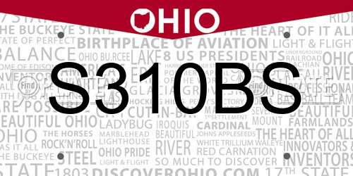 S310BS Ohio License Plate