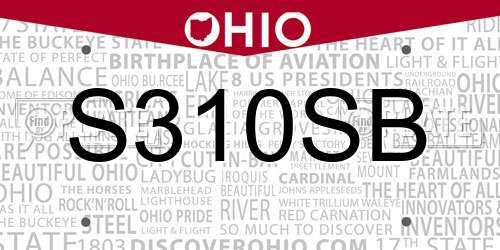 S310SB Ohio License Plate