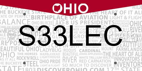 S33LEC Ohio License Plate