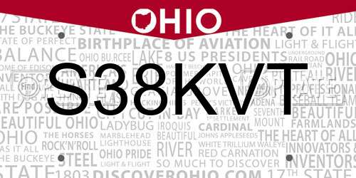 S38KVT Ohio License Plate