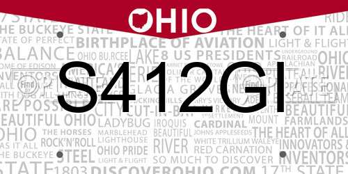 S412GI Ohio License Plate