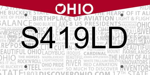 S419LD Ohio License Plate