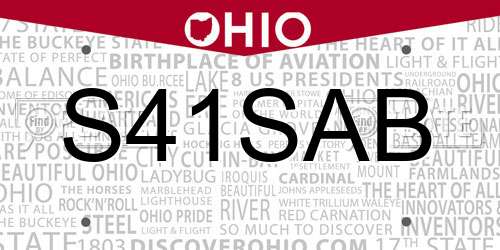 S41SAB Ohio License Plate