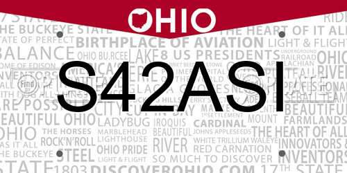 S42ASI Ohio License Plate